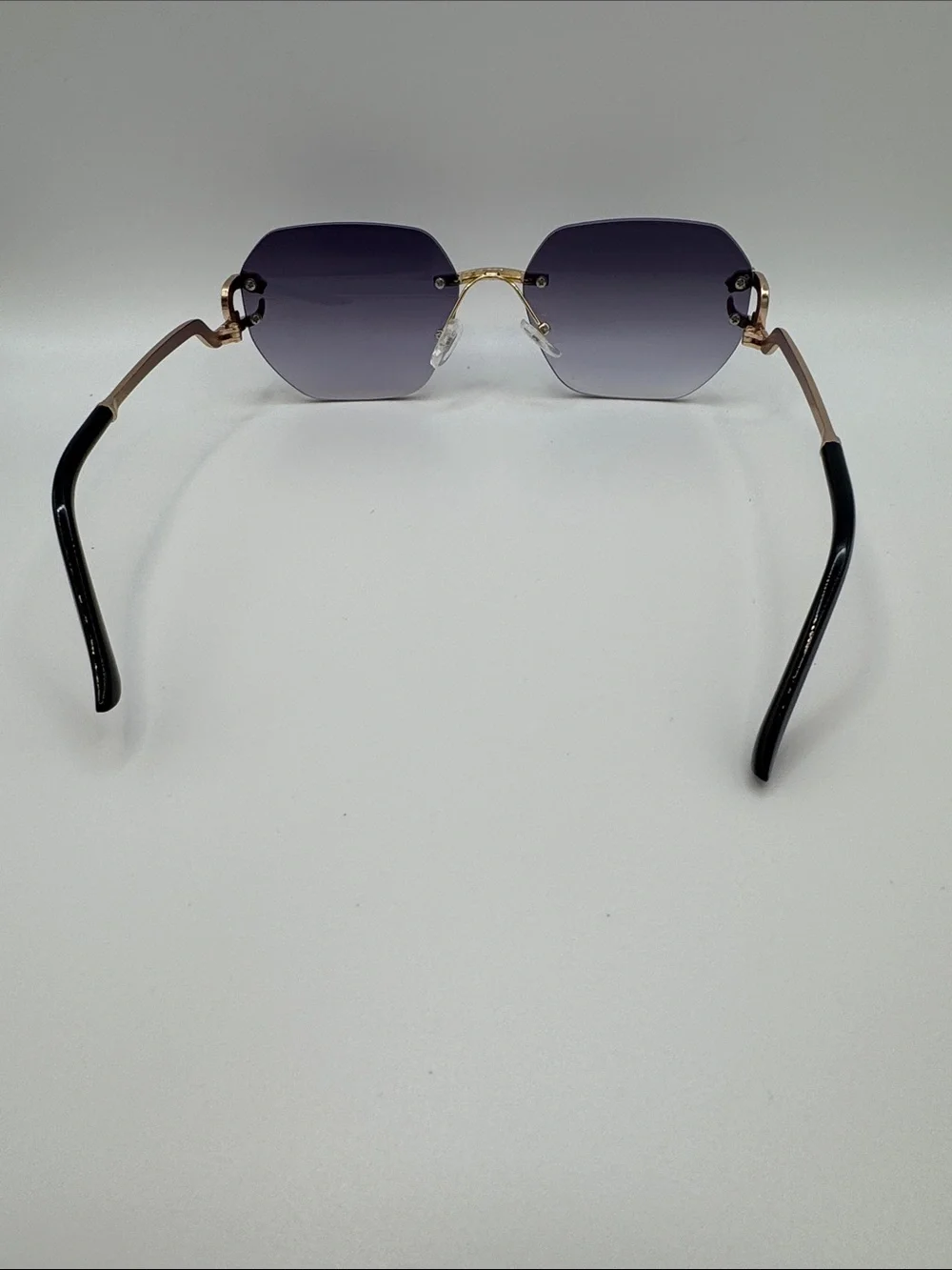 Gold Rim Purple Gradient Rimless Sunglasses